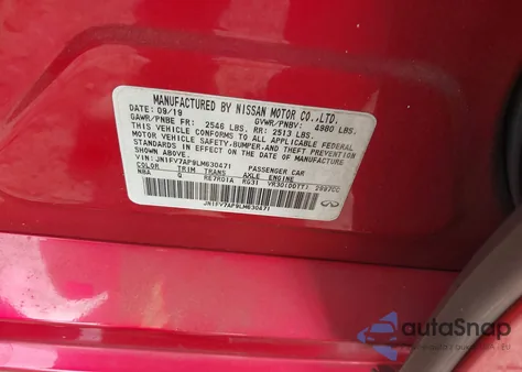 2020 Infiniti Q50 Red Sport 400 из США, поврежденный, VIN JN1FV7AP9LM630471